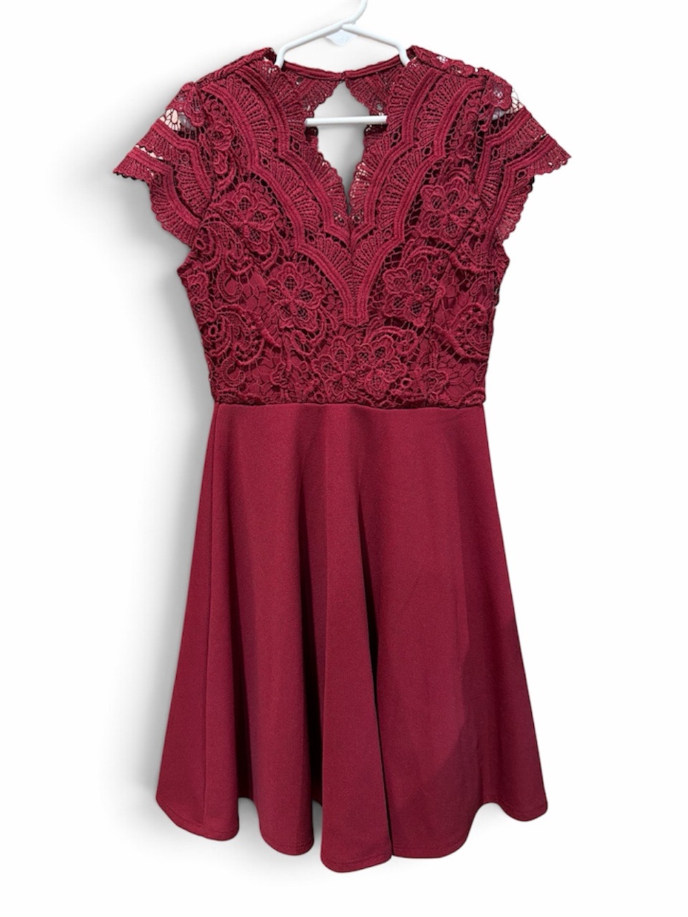 Rare Editions Burgundy Lace Bodice Skater Dress 7T